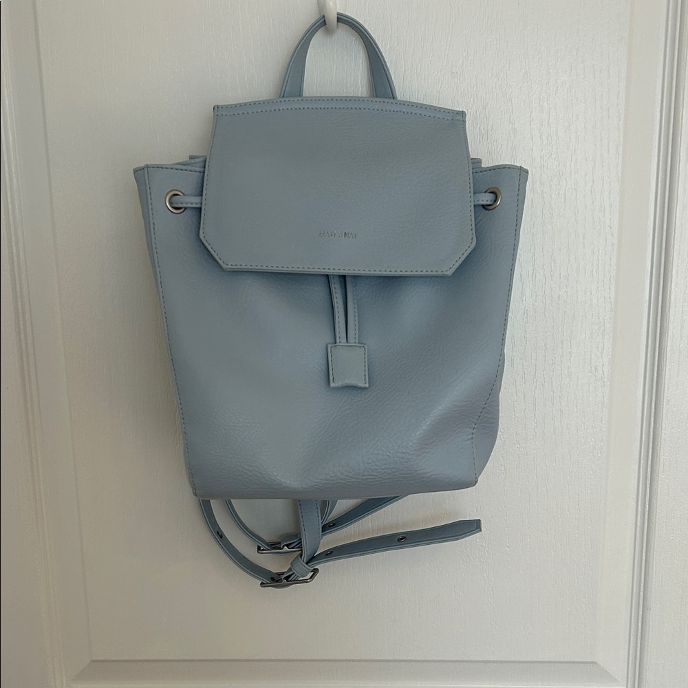 Blue Leather Backpack